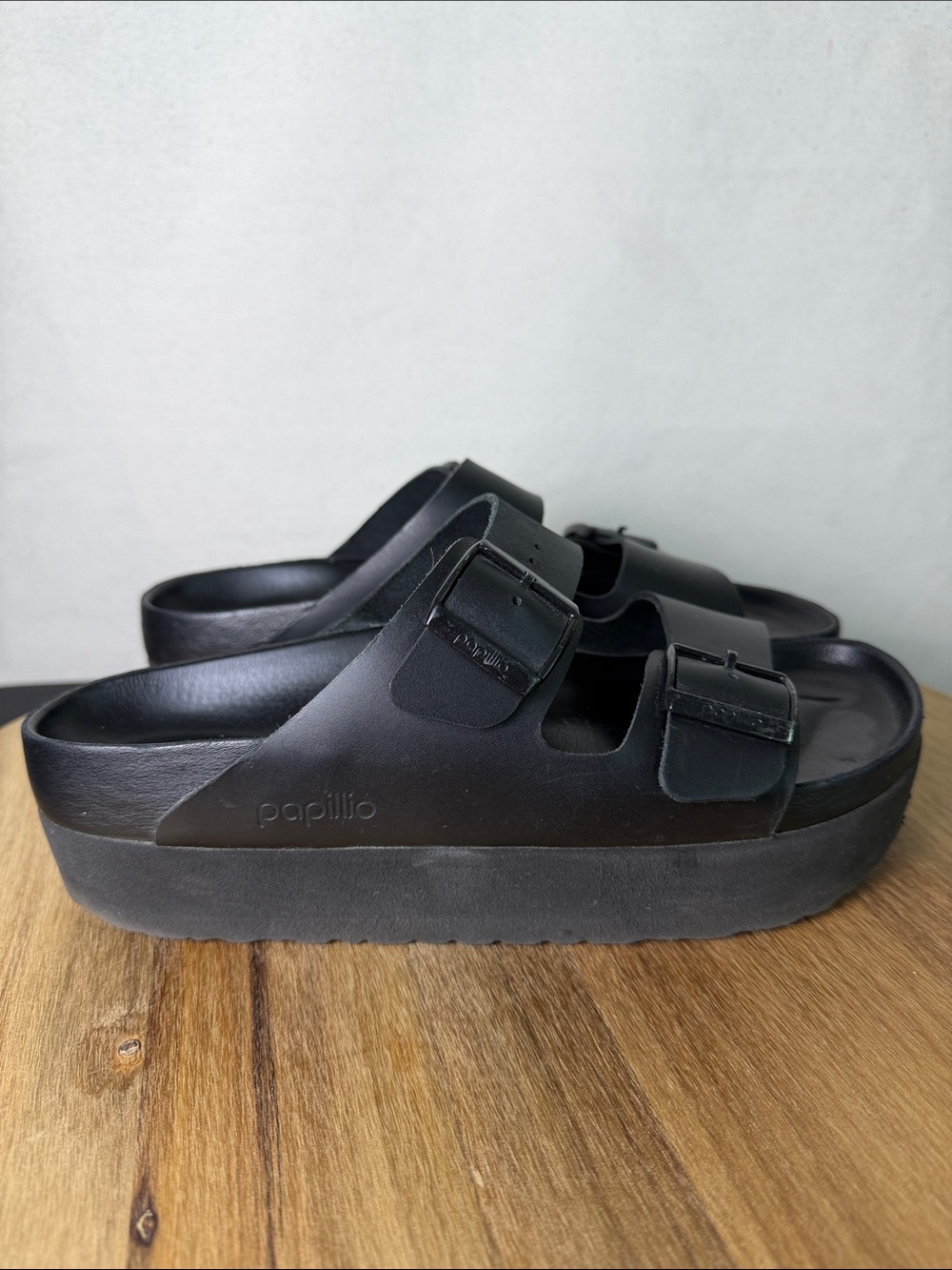 Papillio Black Two-Buckle Platform Slide Sandal - Picture 3 of 8